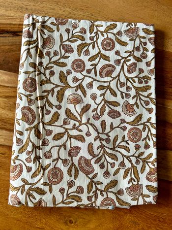 Popeline pompons écru Ikatee esprit block print indien 1 m sur laize