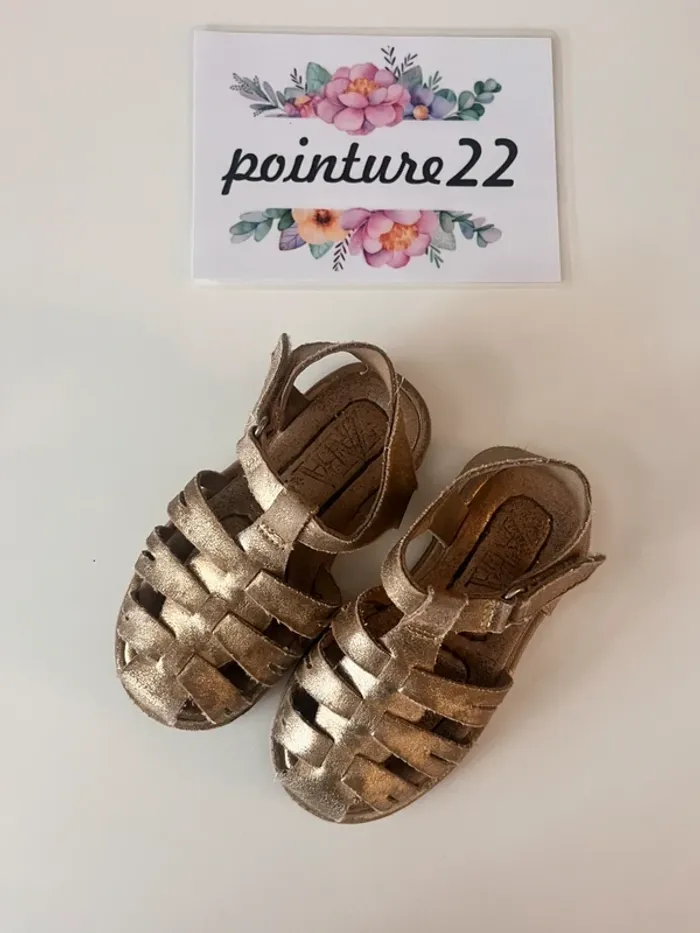Sandales de pêcheur en cuir doré Zara 22 - photo numéro 2