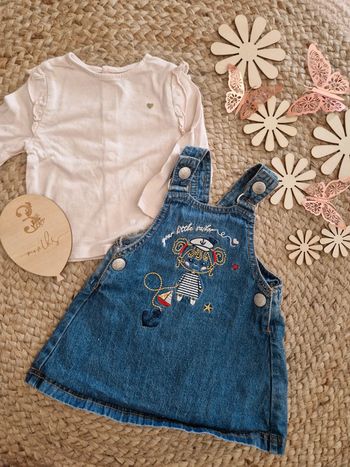Ensemble t-shirt et robe en jean bébé fille 3 mois