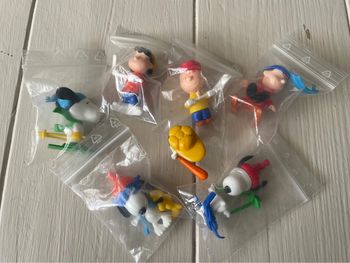 Lot De 7 figurines Montables Snoopy Kinder Surprise Vintage 1993/1999.