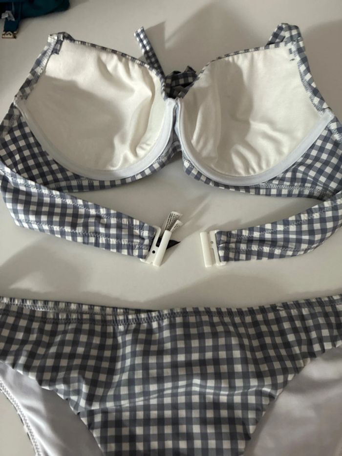 Maillot de bain à carreaux gris bleu - photo numéro 3