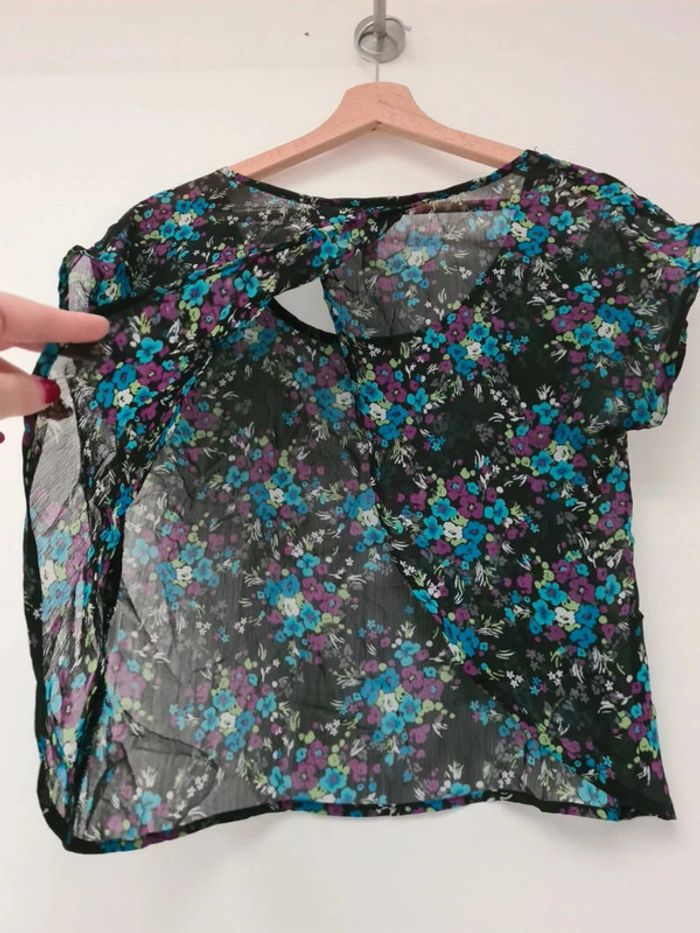 Haut fluide fleuri dos échancré - taille S - photo numéro 4