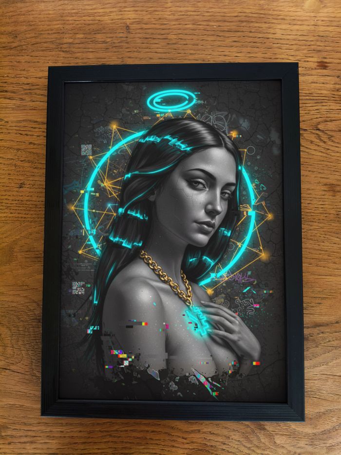 Affiche poster A4 (21×29,7 cm) art mural femme cyberpunk néon futuriste déco moderne salon - photo numéro 3