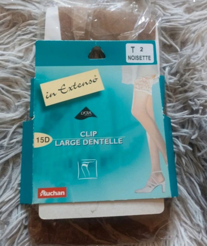 Bas clip large dentelle in extenso taille 2/M