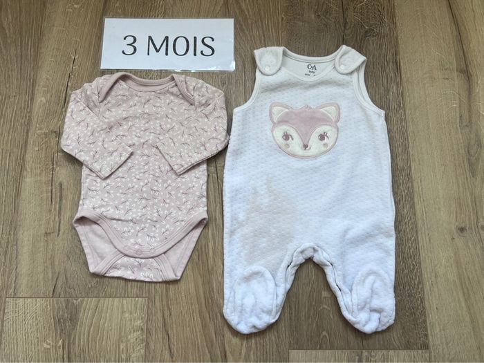Ensemble grenouillère body + salopette renard 3 mois