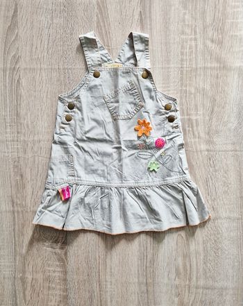 Robe salopette beige Culbuto avec broderies fleurs - 18 mois