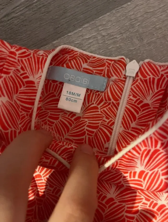 Combishort Obaibi rouge 18 mois bébé fille - photo numéro 3