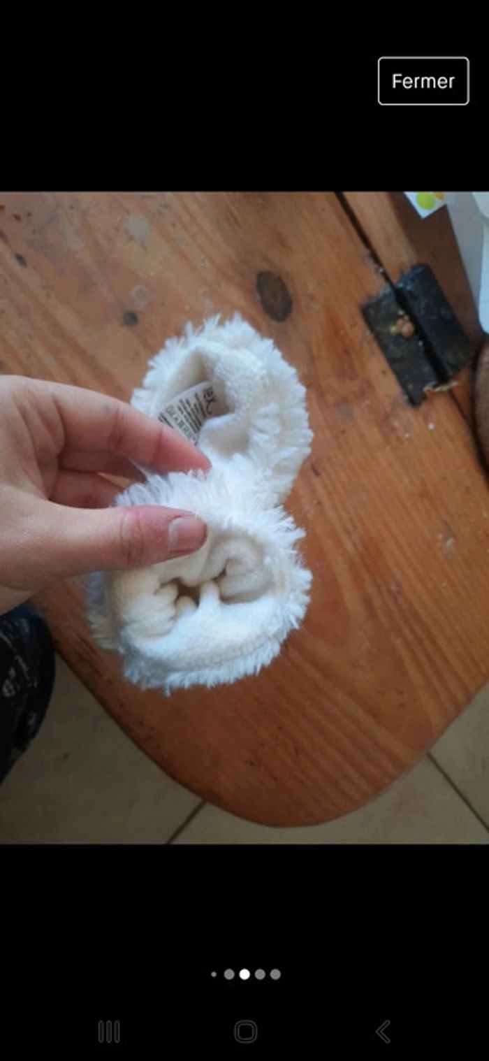 Gant tout doux blanc pâtes ourson tex - photo numéro 3