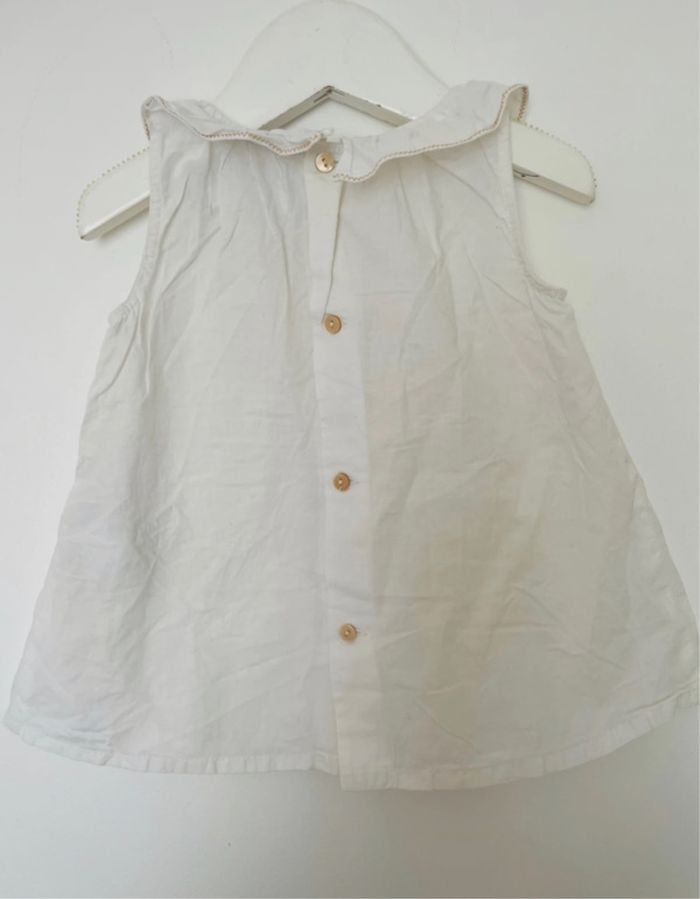 Chemise sans manche blouse chemisier blanche à col Claudine Zara 18 24 mois - photo numéro 3