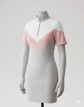 Don't Call Me Jennyfer - Robe zippée - Taille XS - Gris/Rose/Blanc