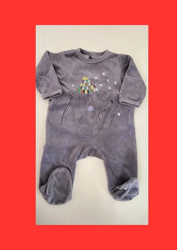 Pyjama chaud velours 3 mois sucre d'orge