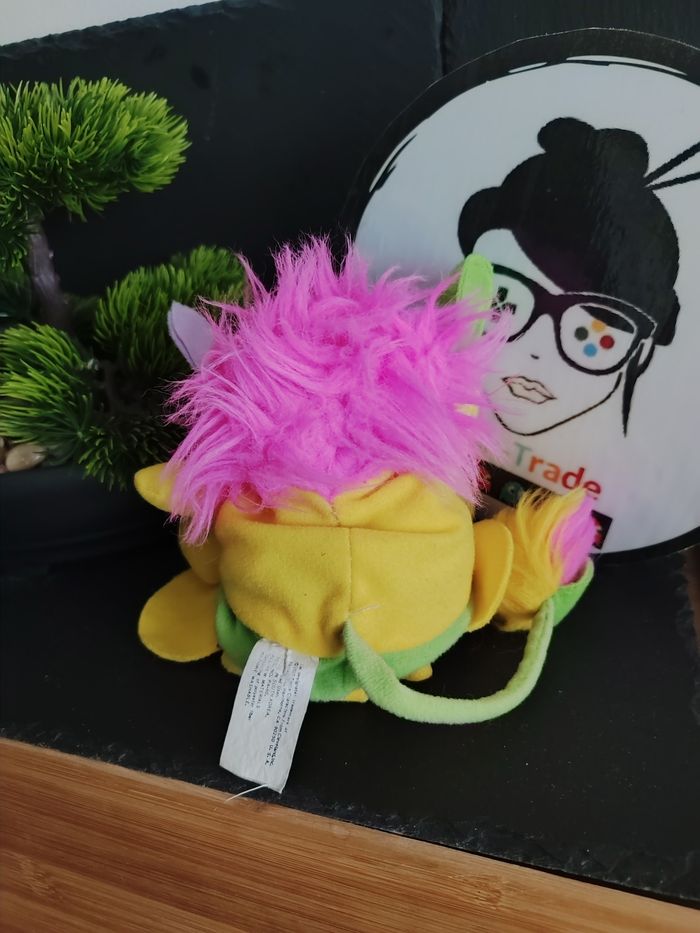 mini popples fleur mattel 1986 peluche fleur pétale bouton d'or jaune violet - photo numéro 2