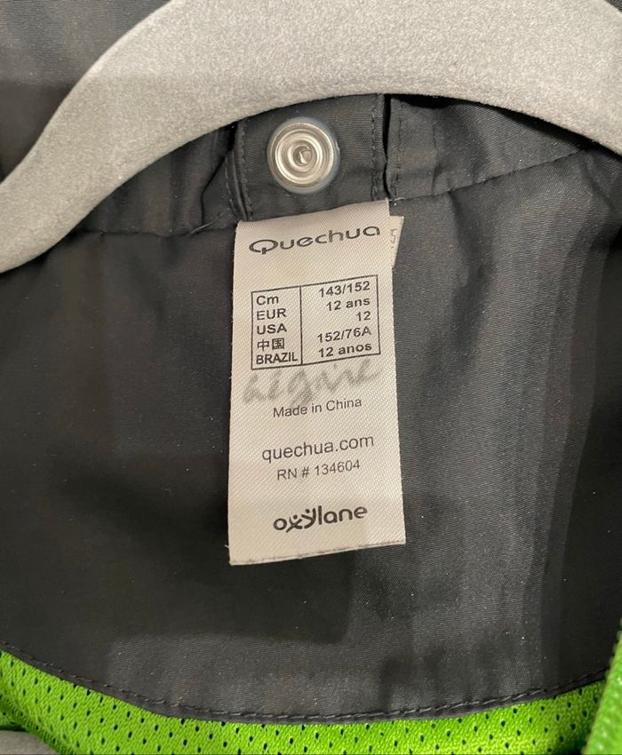 Veste Coupe-vent Noir Vert Pomme garçon Taille 12 ans Quechua - photo numéro 9