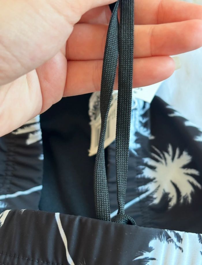 Bas de maillot de bain noir motif feuillage blanc Goldenpoint lacets taille S/36 neuf avec étiquette - photo numéro 6