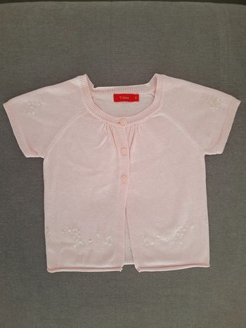 Gilet manches courtes rose clair 4 ans Tissaia avec sequins