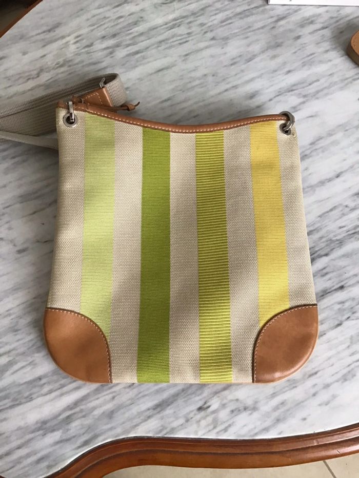 Sac toile et cuir rayé « Longchamp » deux faces de teintes differentes - photo numéro 2