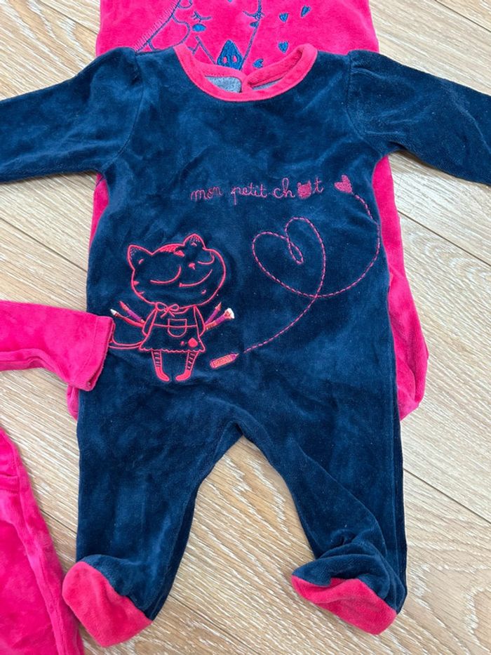 Lot de 3 pyjamas 1/3 mois du pareil au même en coton bleu rose - photo numéro 5