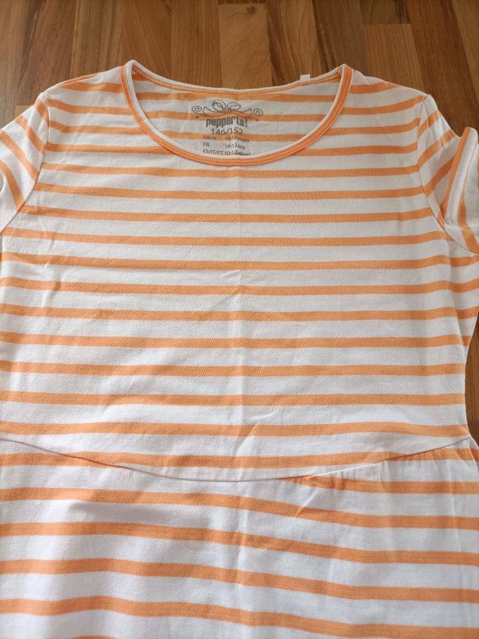Robe légère manches longues 10-12 ans rayé blanc et orange - photo numéro 4