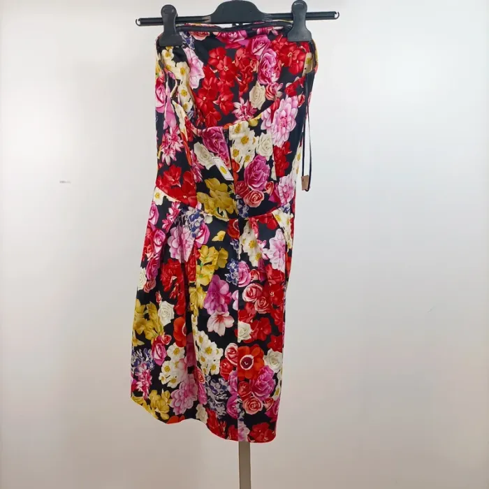 Robe bustier Naf Naf fleurie T.38 en coton stretch doublée, parfaite pour l’été ou une occasion A759 - photo numéro 2