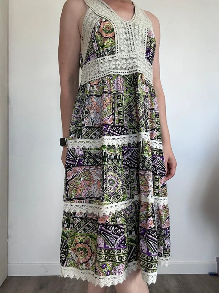 Corte Hindu Robe midi verte à crochet – Taille 38 – Très bon état - photo numéro 10
