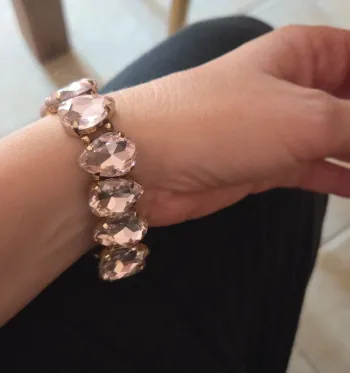 Bracelet élastique pierre rose clair