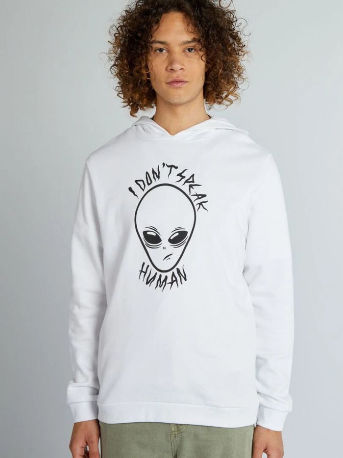 Sweat - Blanc Extraterrestre Gris Ovni Homme Taille XS