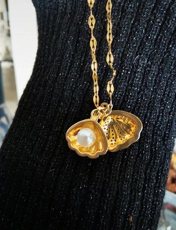 A65 Collier chaîne pendentif coquillage acier inoxydable doré or ajustable