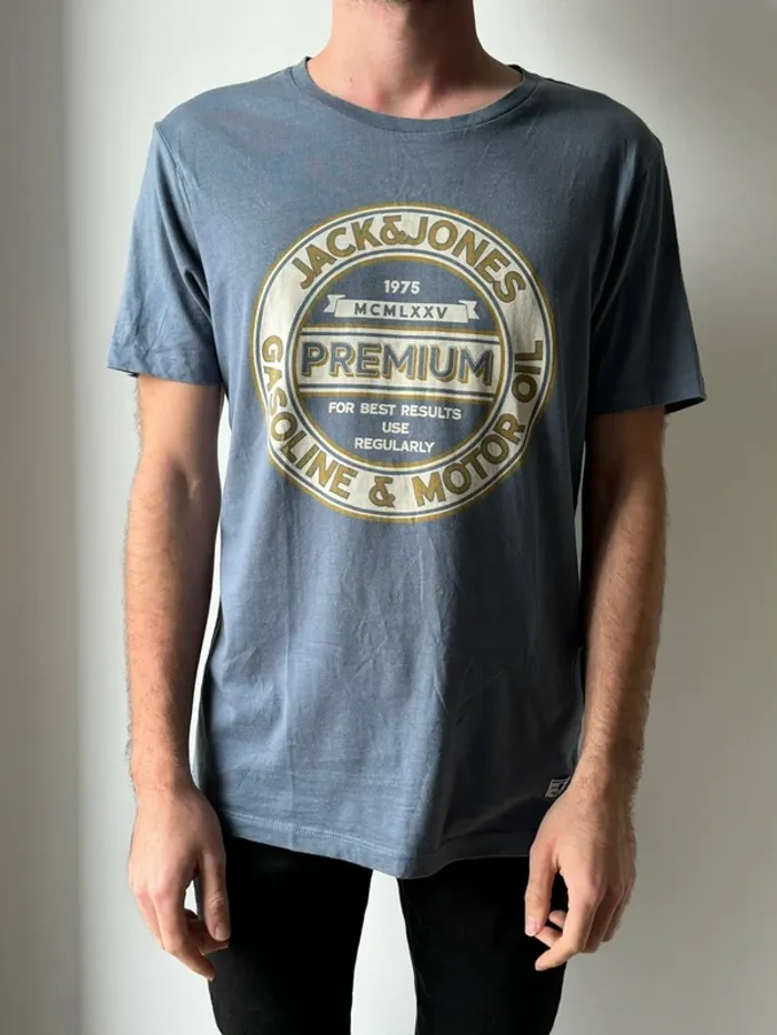 T-shirt Homme bleu gris Jack & Jones