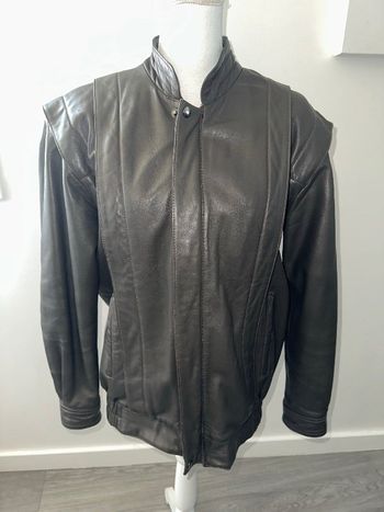Veste perfecto bomber en cuir marron Vintage T42 XL
