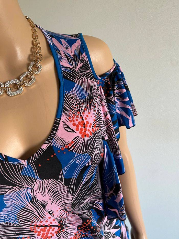 Haut bleu et imprimé à manches courtes Morgan taille XS jamais porté - photo numéro 6