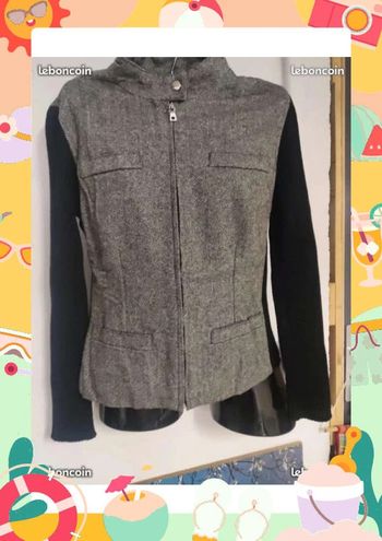 blouson Alain Manoukian taille 38 noir et blanc