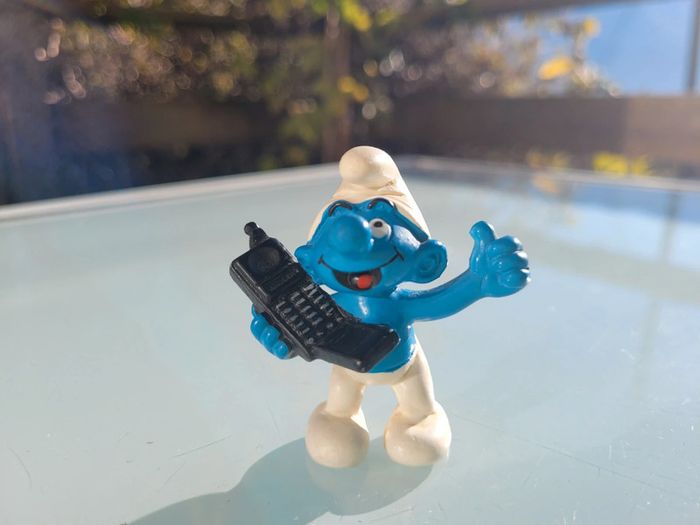 Figurines anciennes Les Schtroumpfs : qui se lave, téléphone, bébé S. Trèfle 🍀 - photo numéro 7