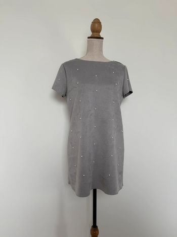 Robe tunique gris perle Kleid dress Vestido Vestito jurk jumpsuit femme volant mujer donna woman