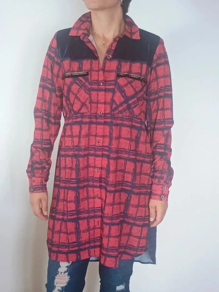 chemise longue motif ecossais M