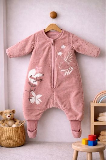 Turbulette / gigoteuse Petit Béguin – rose – avec manches amovibles et rabat pieds  de