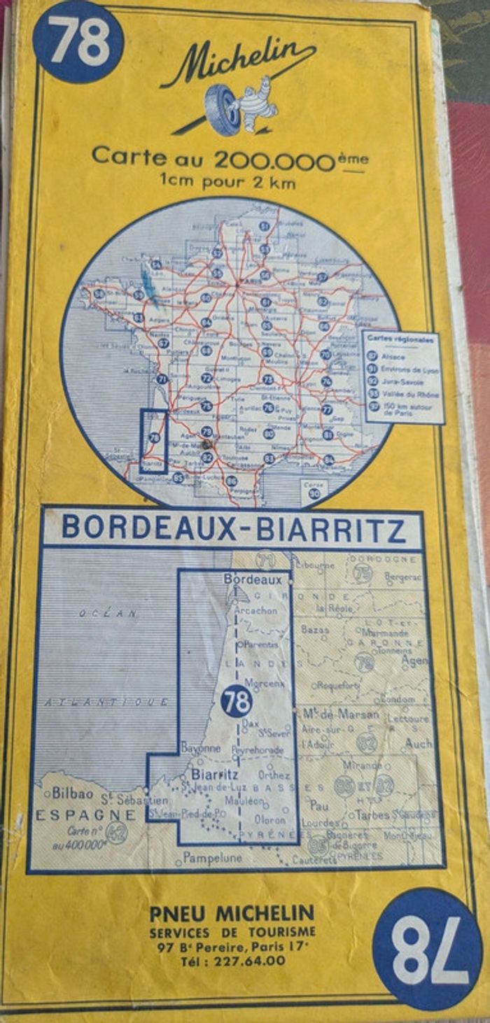 Carte Michelin bordeaux Biarritz