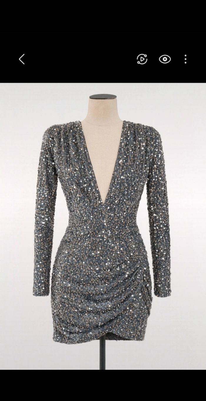 Robe maje sequins argentée