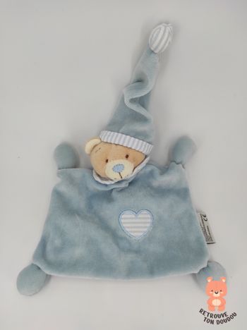 Doudou Plat Ours Bleu BM Ricami