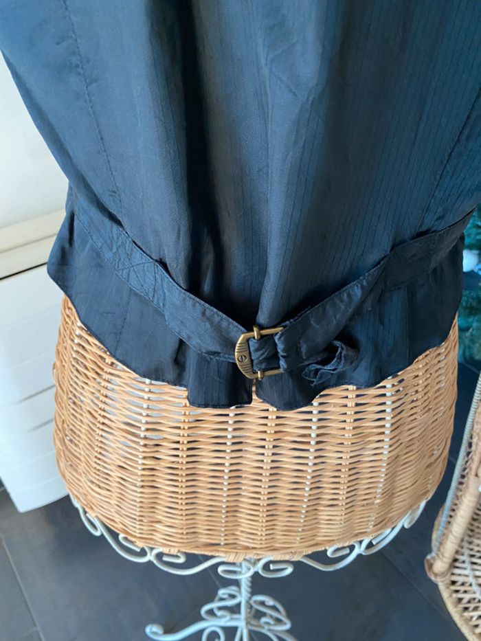 Gilet de tailleur en velours noir avec fleurs grise taille 36 - photo numéro 4