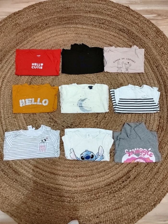 9 tee shirts manches longues Kiabi et Disney/Nickelodeon 18 mois