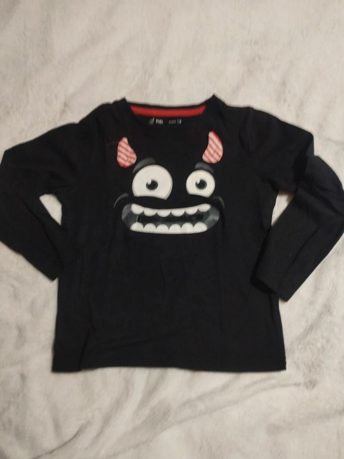 T-shirt manches longues noir Monstre - photo numéro 2