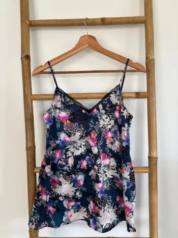Débardeur bleu à fleurs colorées promod taille S