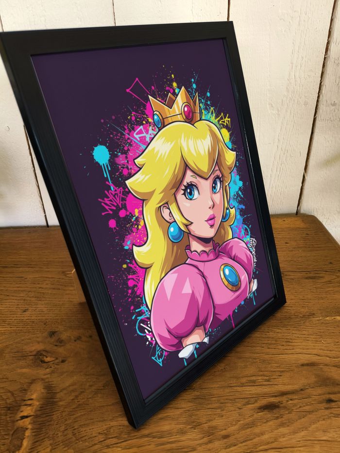 Affiche poster A4 (21×29,7 cm) Princesse Peach Mario Nintendo art mural street art coloré déco gamer - photo numéro 2