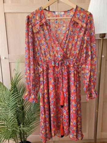 Robe fleurs manches longues