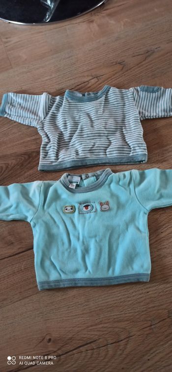 2 pulls vert baudet 1 mois