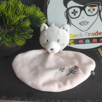 doudou sucre d orge chat gris  Blanc rose fleur Petit Format #geektradedoudou