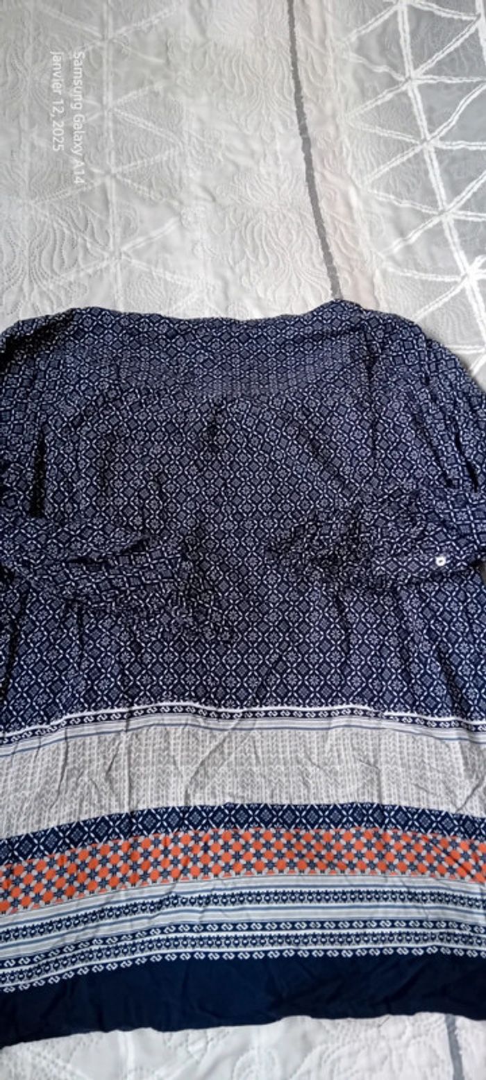 Tunique longue esprit bohème motif mosaïque bleu femme XL camaïeu - photo numéro 12