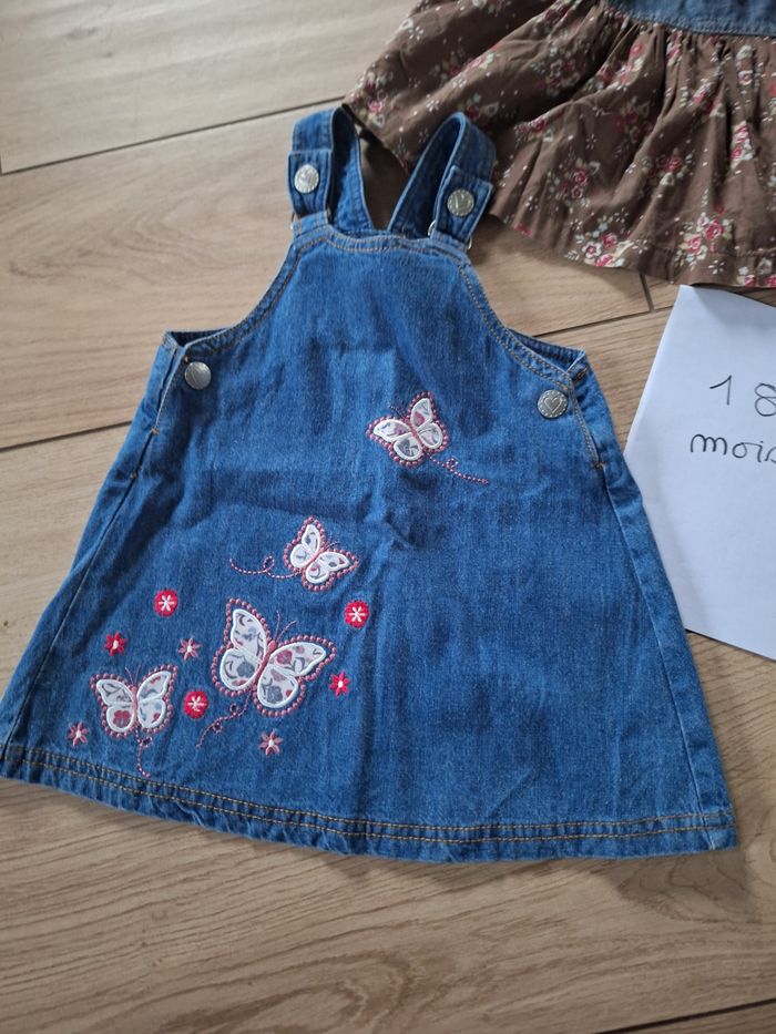 Lot 2 robes en jean bébé fille 18 mois - photo numéro 3