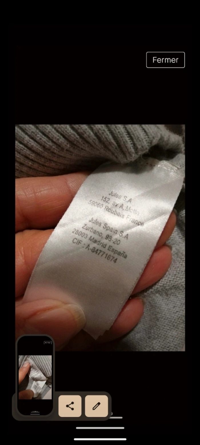 Pull Jules gris. Taille S. - photo numéro 4