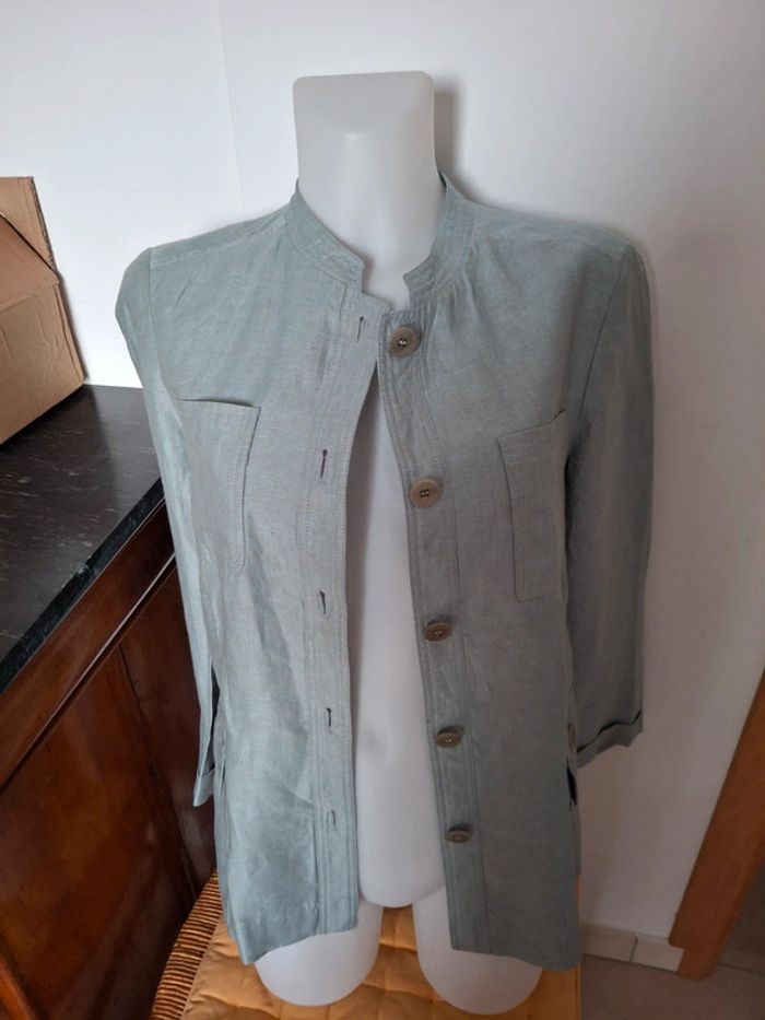 Saharienne "APARA" 100% lin, bleu ciel raffiné taille 40 - photo numéro 2